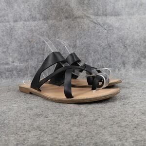 Forever 21 Shoes Womens 7 Sandals Casual Fashion Slip On Flat Black Strappy Boho